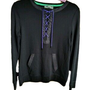 L-RL Lauren Active RL Bouse Size S Pockets Lace Up Long Sleeve
